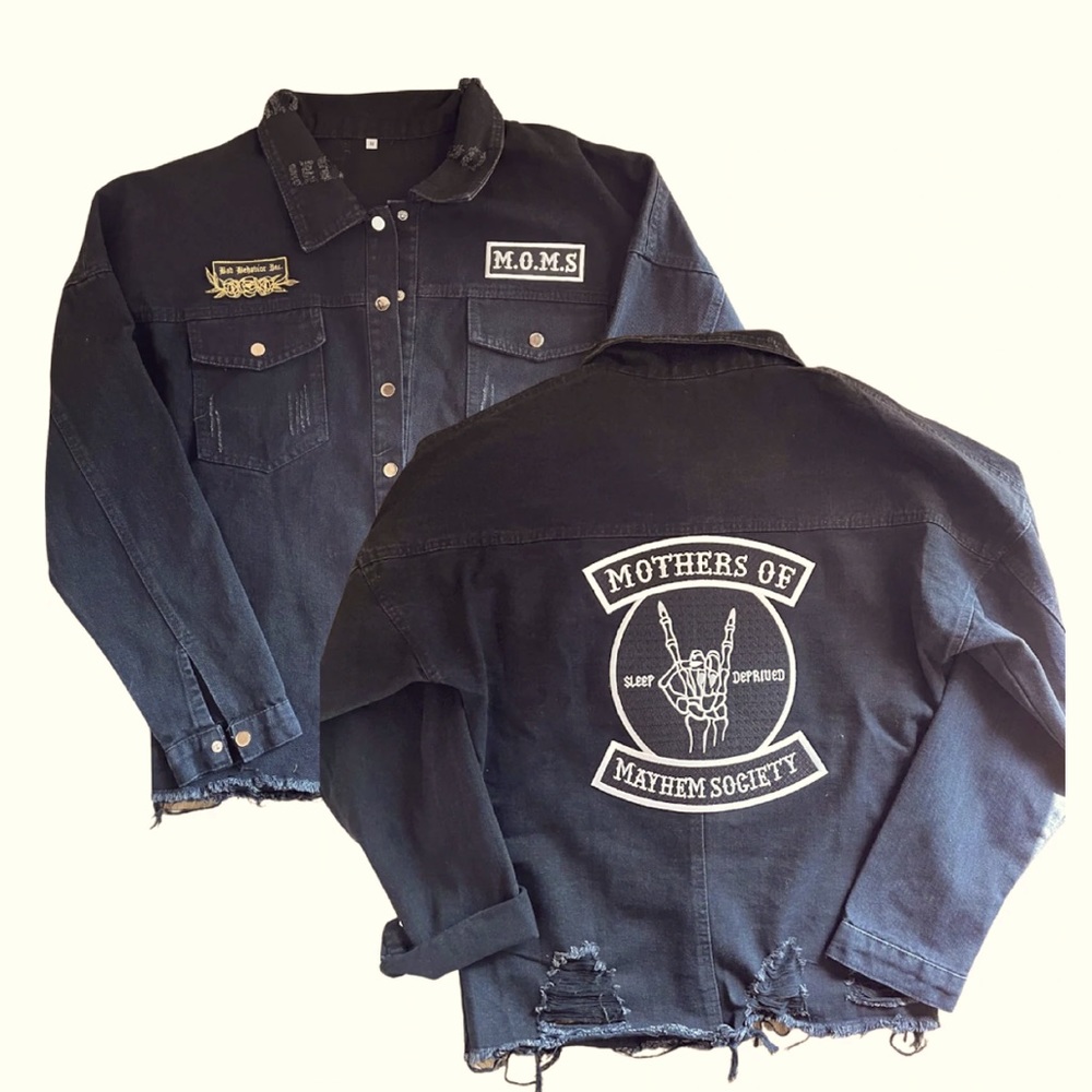 Mothers of Mayhem Distressed Denim Jacket